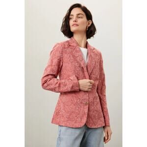 Scotch & Soda Shell Jacquard Blazer Pink Floral Textured Jacket Women’s XL